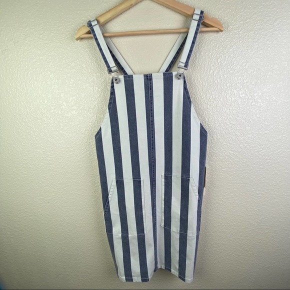 Vince Camuto Womens Denim Striped Overall Dress - Picture 2 of 5